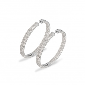 White Gold Pave Diamond Hoop Earrings 13.60ct White Gold Pave Diamond Hoop Earrings 13.60ct